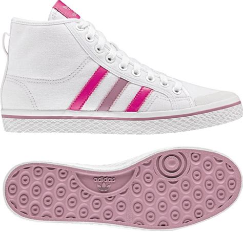 adidas Honey Stripes Mid White Pink Womens Trainers